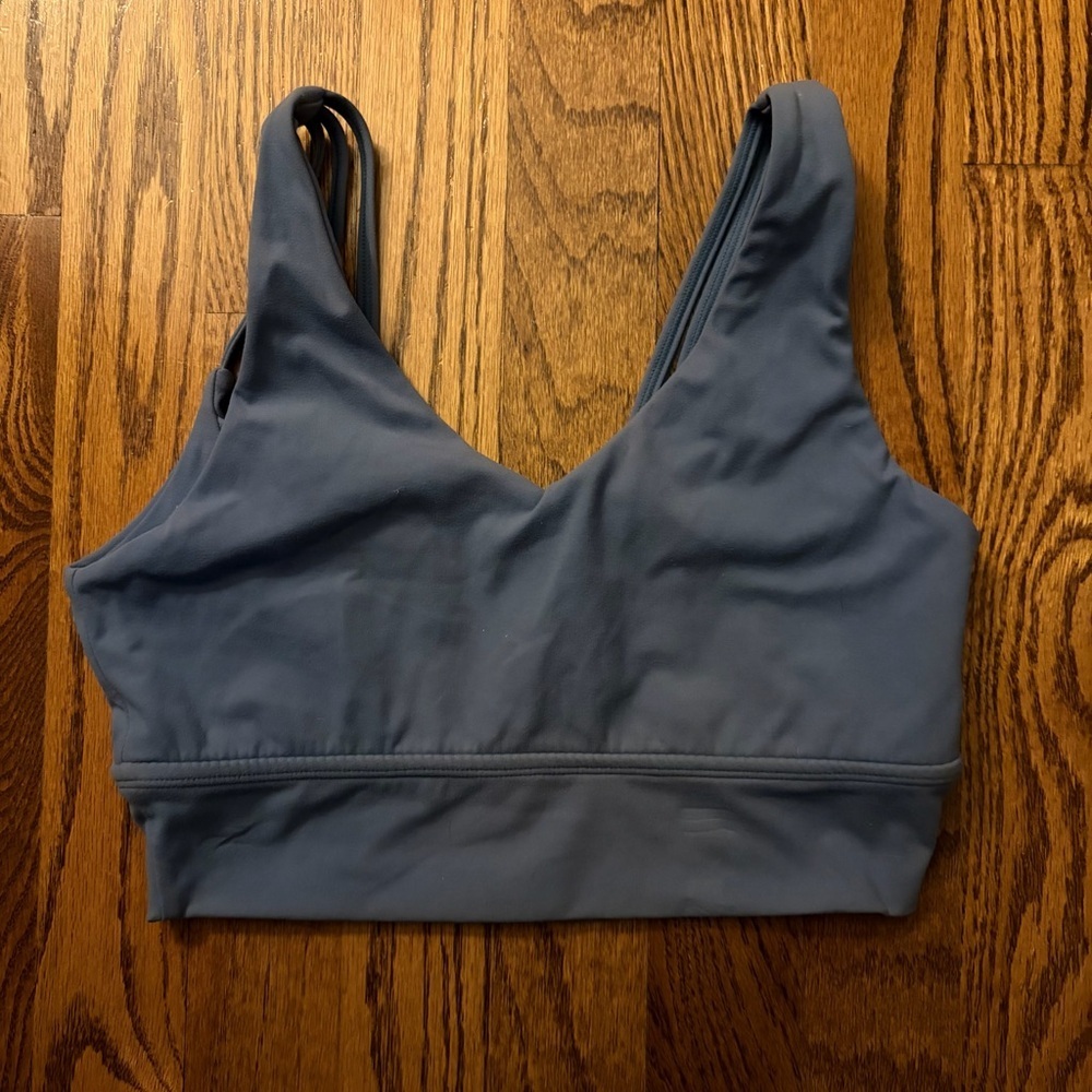 Buffbunny Collection Monarch V-Neck Crisscross Back Sports Bra – Blue Steel - S